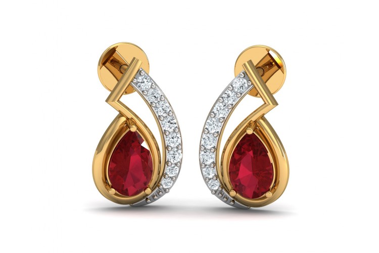 Wila Ruby & diamond earrings in 14k gold